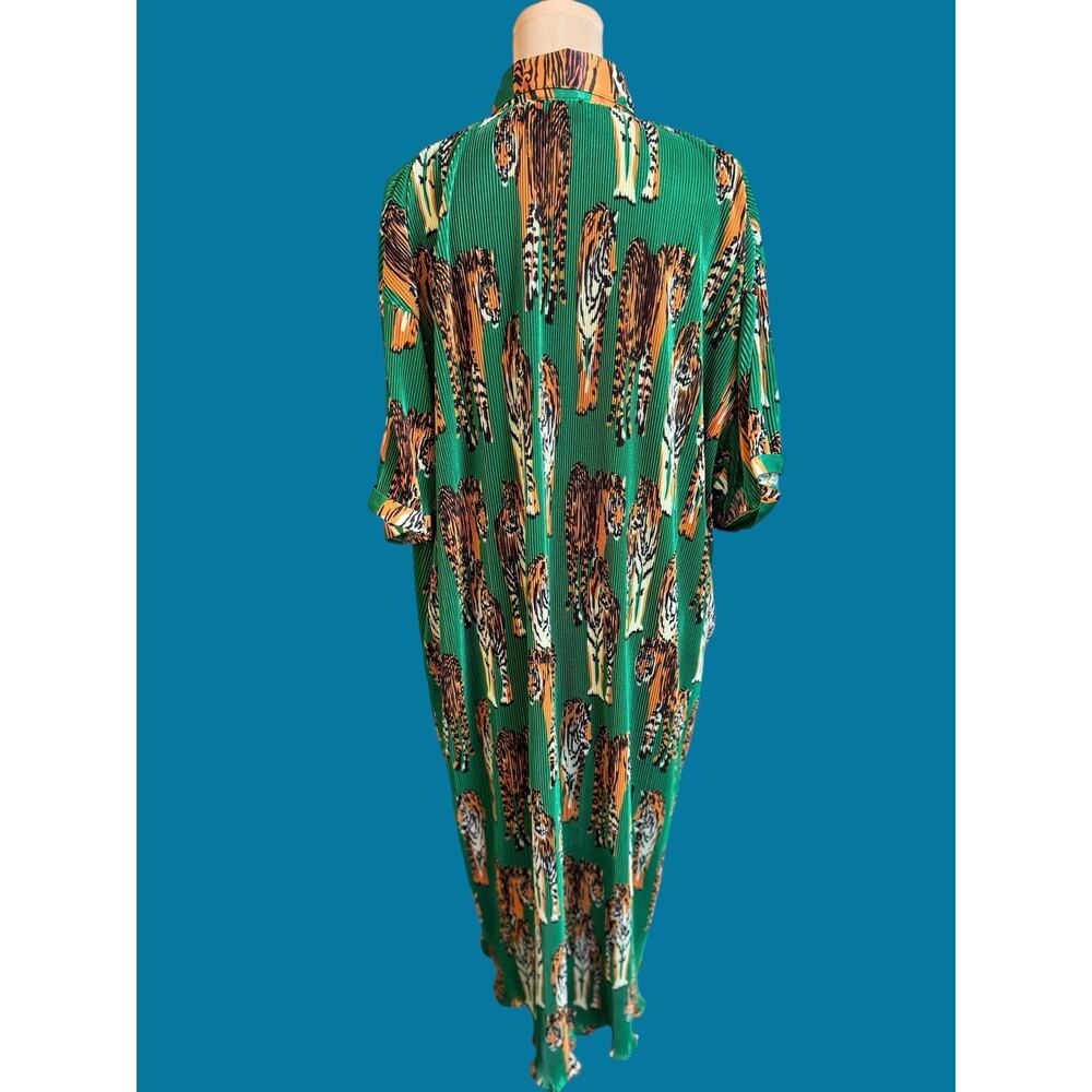 Dressed In Lala | So Far So Good Green Plisse Tiger Tail Maxi Dress | Worn Once - Picture 5 of 16